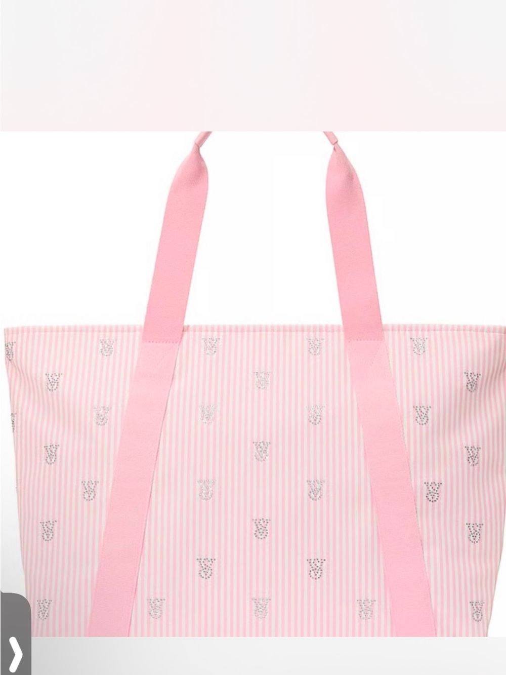 Victoria’s Secret Pink Striped Tote Bag with Embroidered rhinestones
